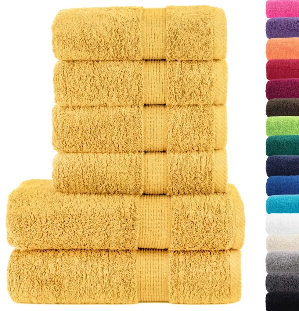 6pcs Conjunto toalhas banho premium SOLUND 600gsm dourado