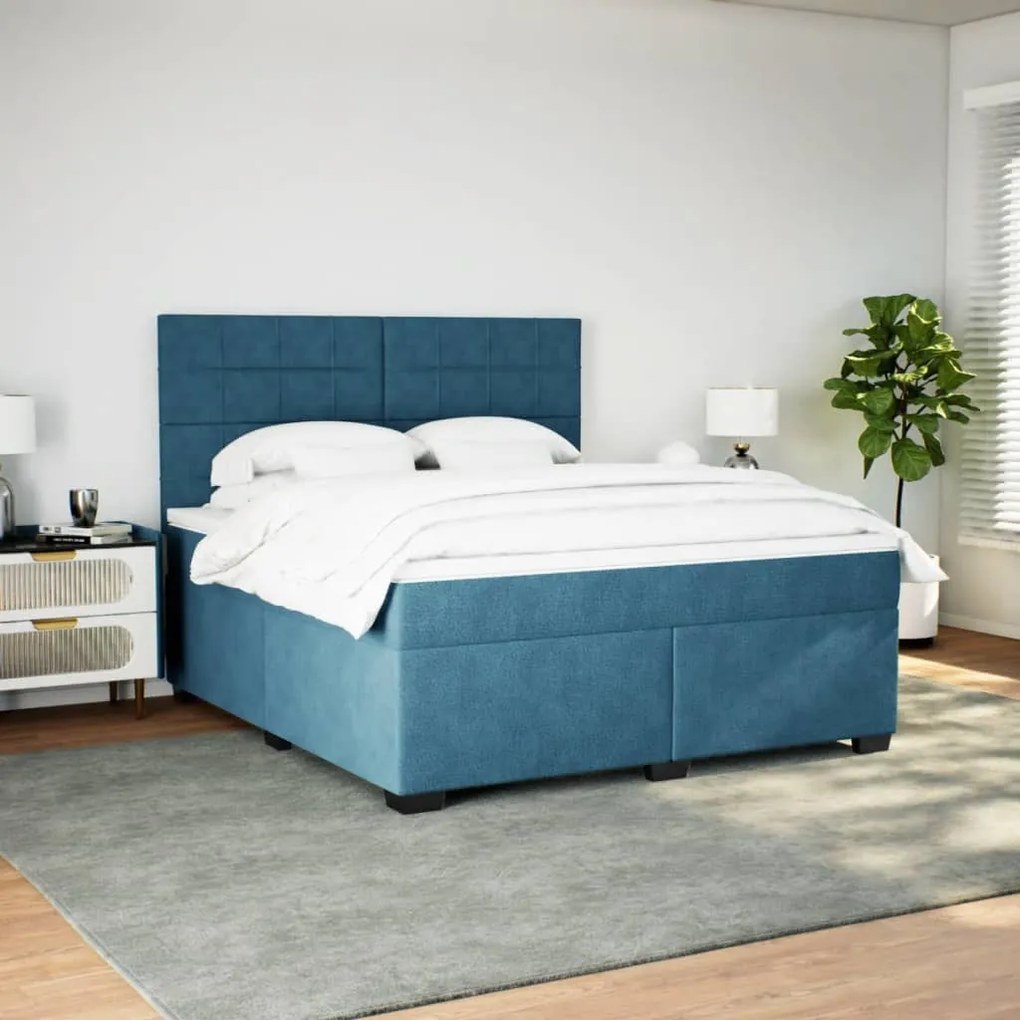 Cama com molas/colchão 180x200 cm veludo azul