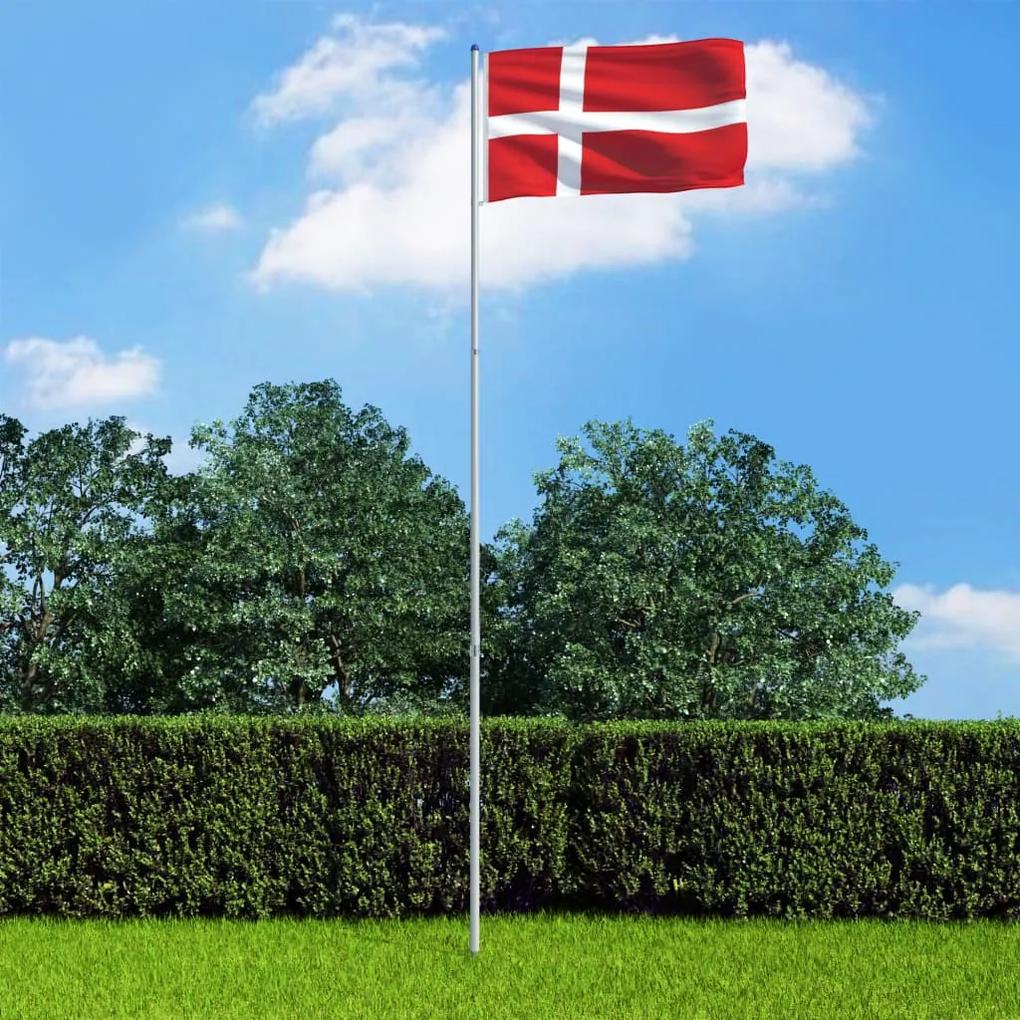 3053332 vidaXL Bandeira da Dinamarca com mastro de alumínio 6 m