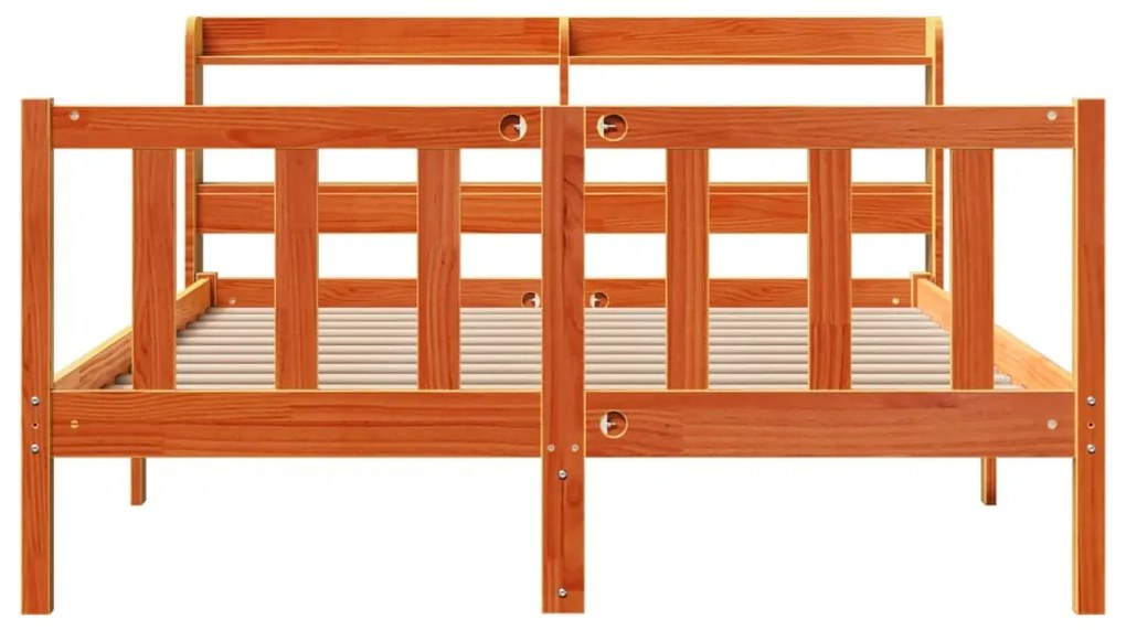 Estrutura cama c/ cabeceira 120x200cm pinho maciço castanho-mel