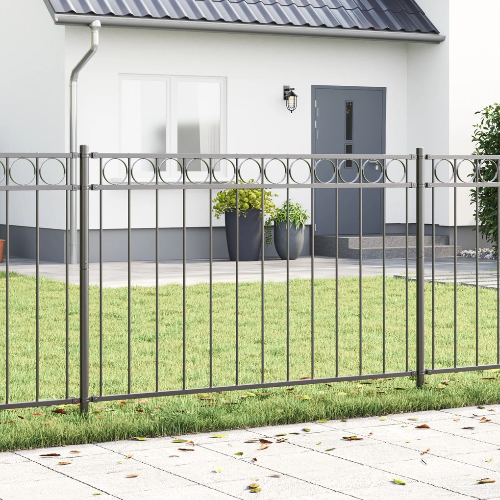 vidaXL Cerca de Jardim Cinza 1.7x0.8 m Aço