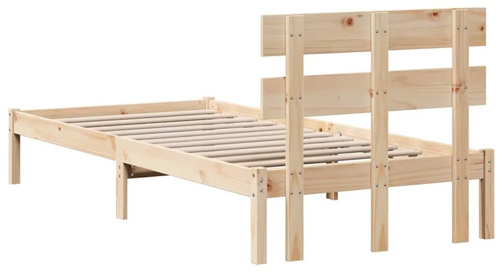 Estrado de Cama com Cabeceira 100x200 cm Madeira Maciça de Pinho