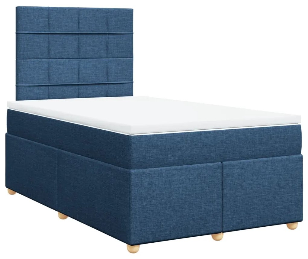 Cama boxspring com colchão 120x190 cm tecido azul