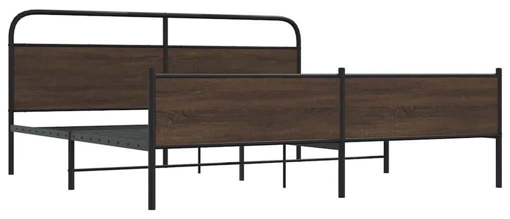 Estrutura cama sem colchão 200x200cm metal carvalho castanho