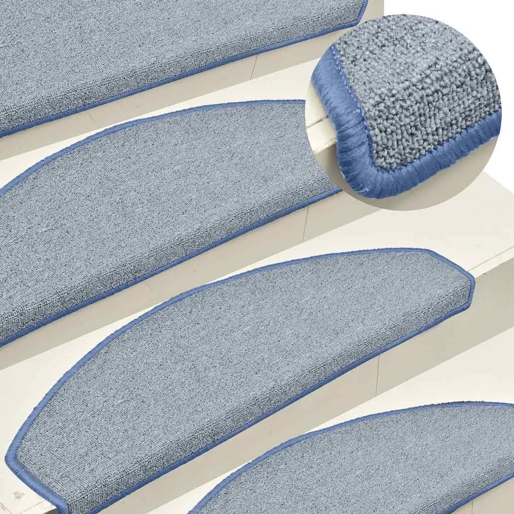 Tapetes de escada 30 pcs 65x24x4 cm cinzento-claro e azul