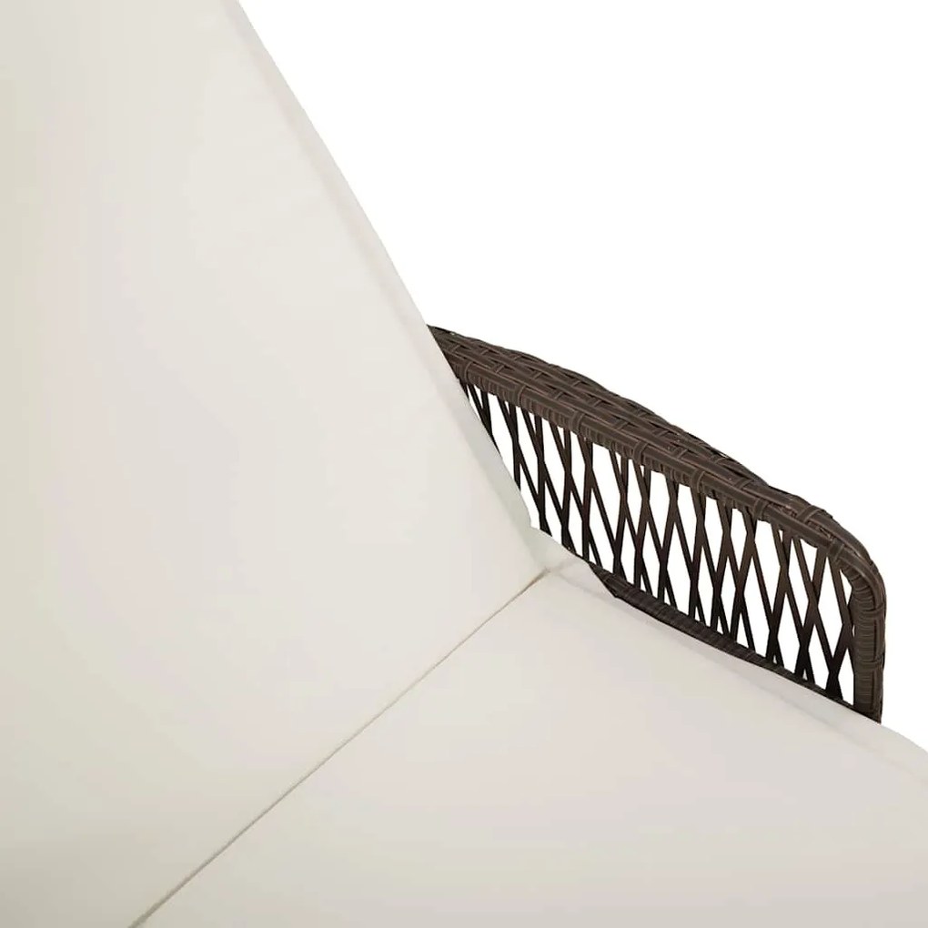 Espreguiçadeira Marrom e branco creme Vime PE 157 x 55 x 92 cm