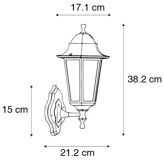 Candeeiro de parede clássico para exterior preto com sensor de movimento - New Haven Clássico / Antigo