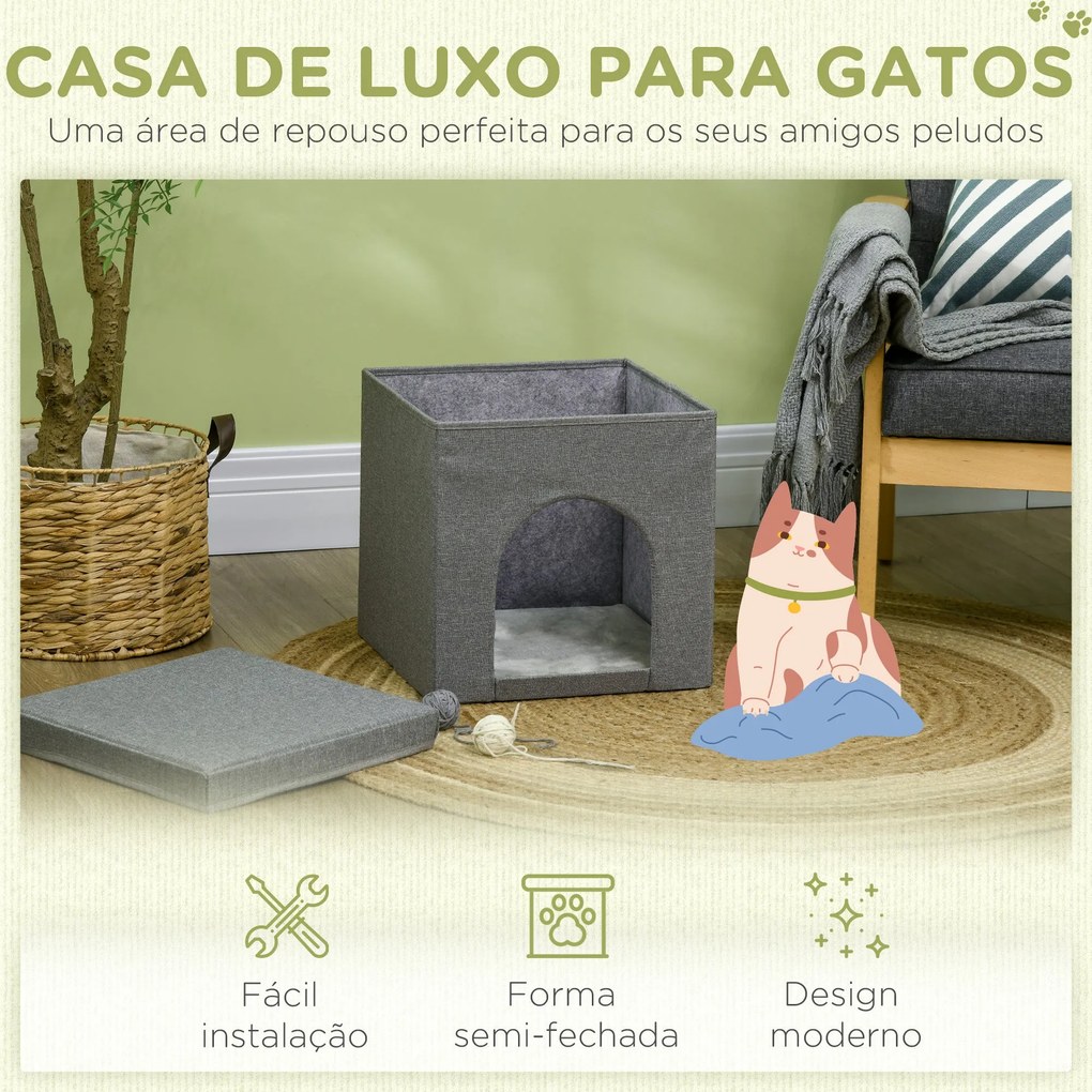 PawHut Casa para Gatos Cama para Gatos Casa para Gatos com Placa de Ar