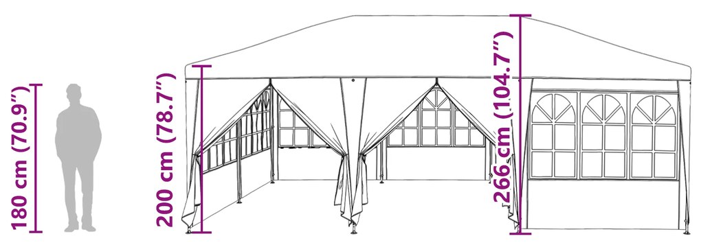 Tenda de Festa com 10 Laterais Azuis 6x4 m PE