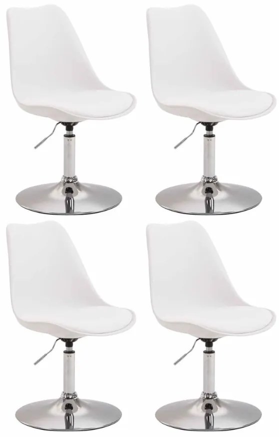 Conjunto de 4 cadeiras de sala de jantar Maverick em plástico com estrutura cromada 76-81 x 48 x 57 cm Branco
