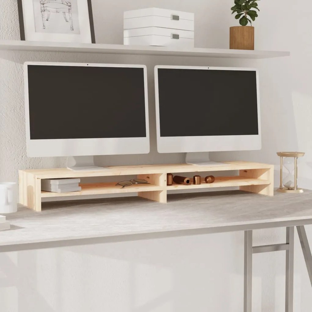 vidaXL Suporte para monitor 100x24x13 cm madeira de pinho maciça