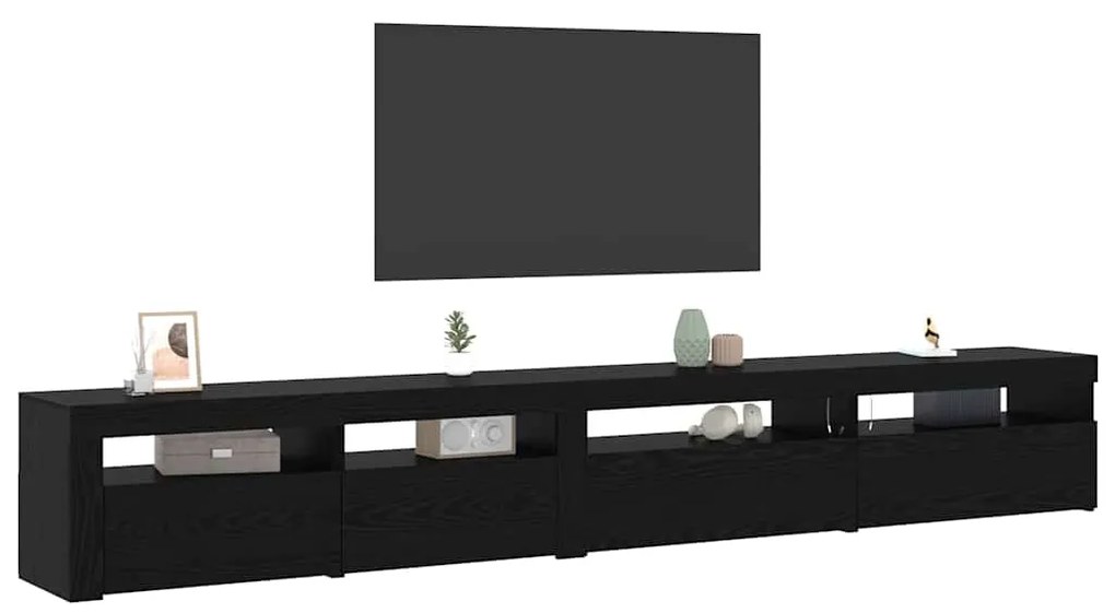 Conjunto de Cabinet de TV vidaXL 3 Peças com Luzes LED Carvalho Preto