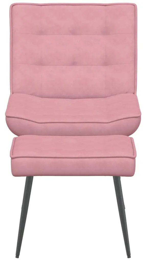 Cadeira de descanso com banco veludo rosa