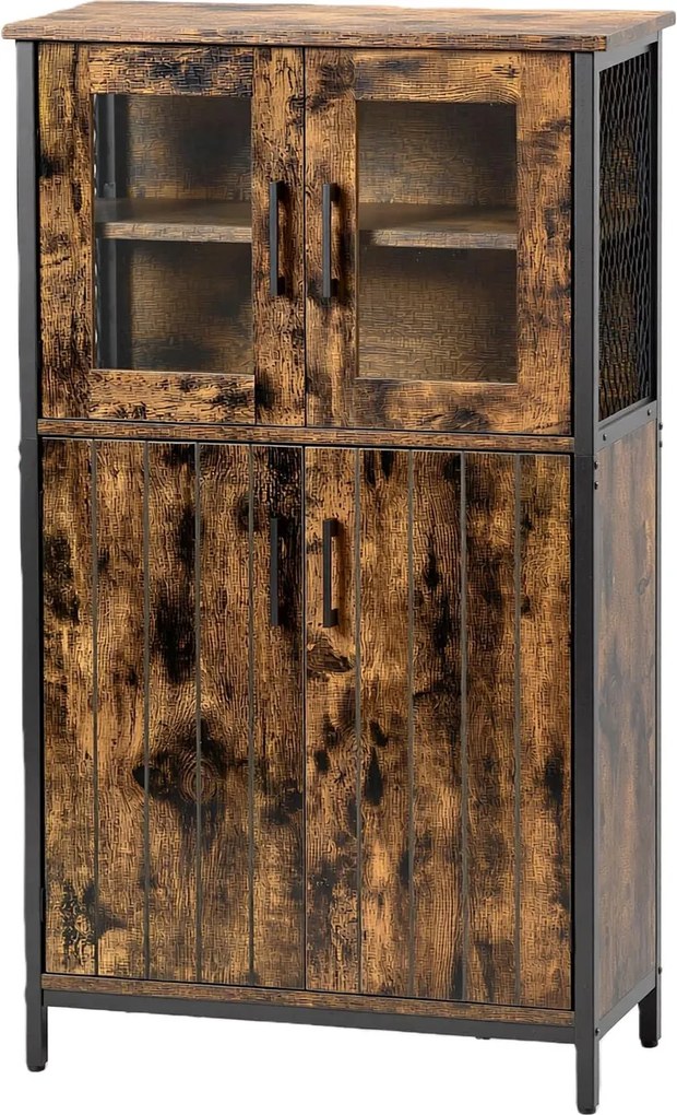 Armário de cozinha ou aparador sala, com prateleiras ajustáveis 60 x 30 x 108 cm castanho-preto