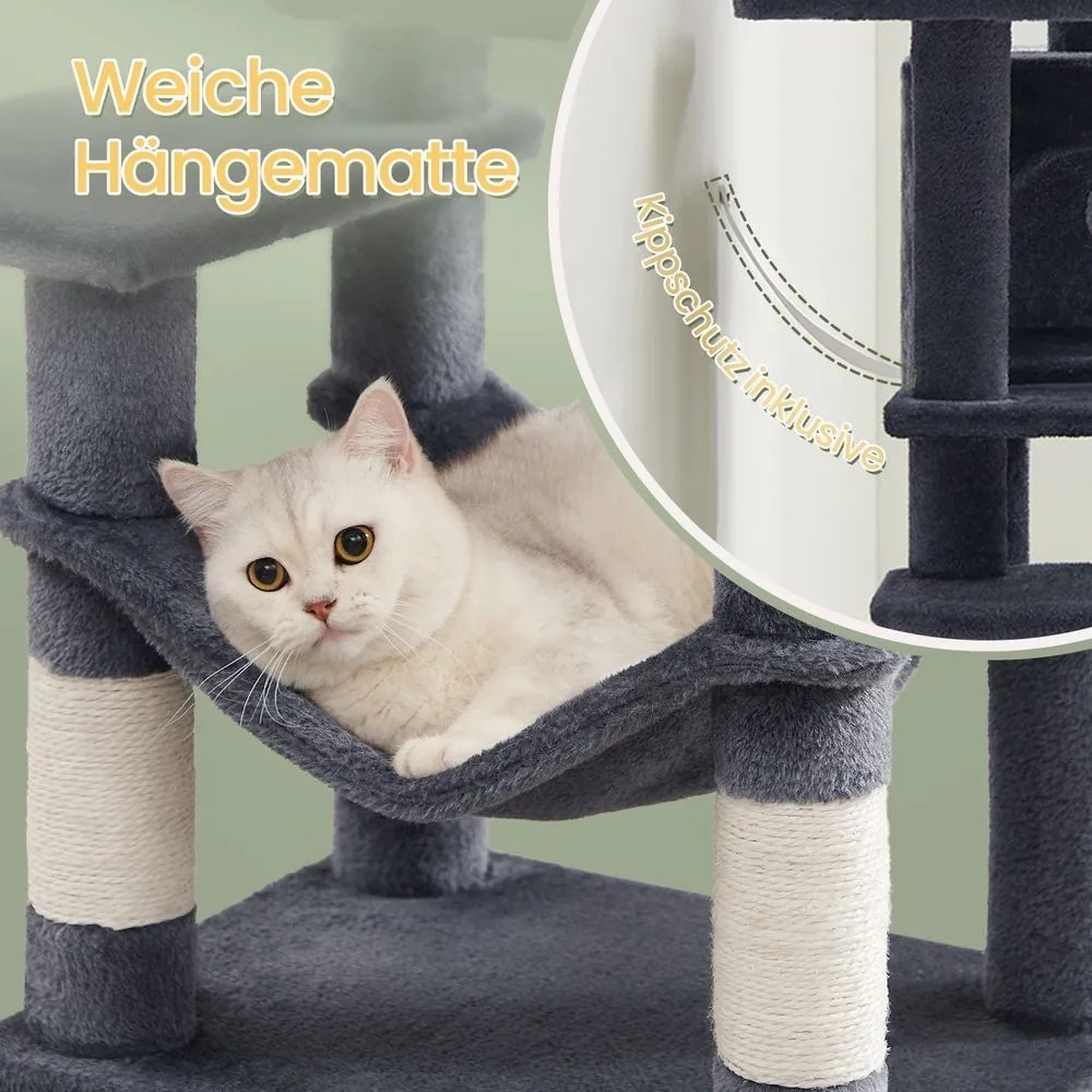 Arranhador para gatos com vários andares 45 x 35 x 112 cm cinzento esfumaçado