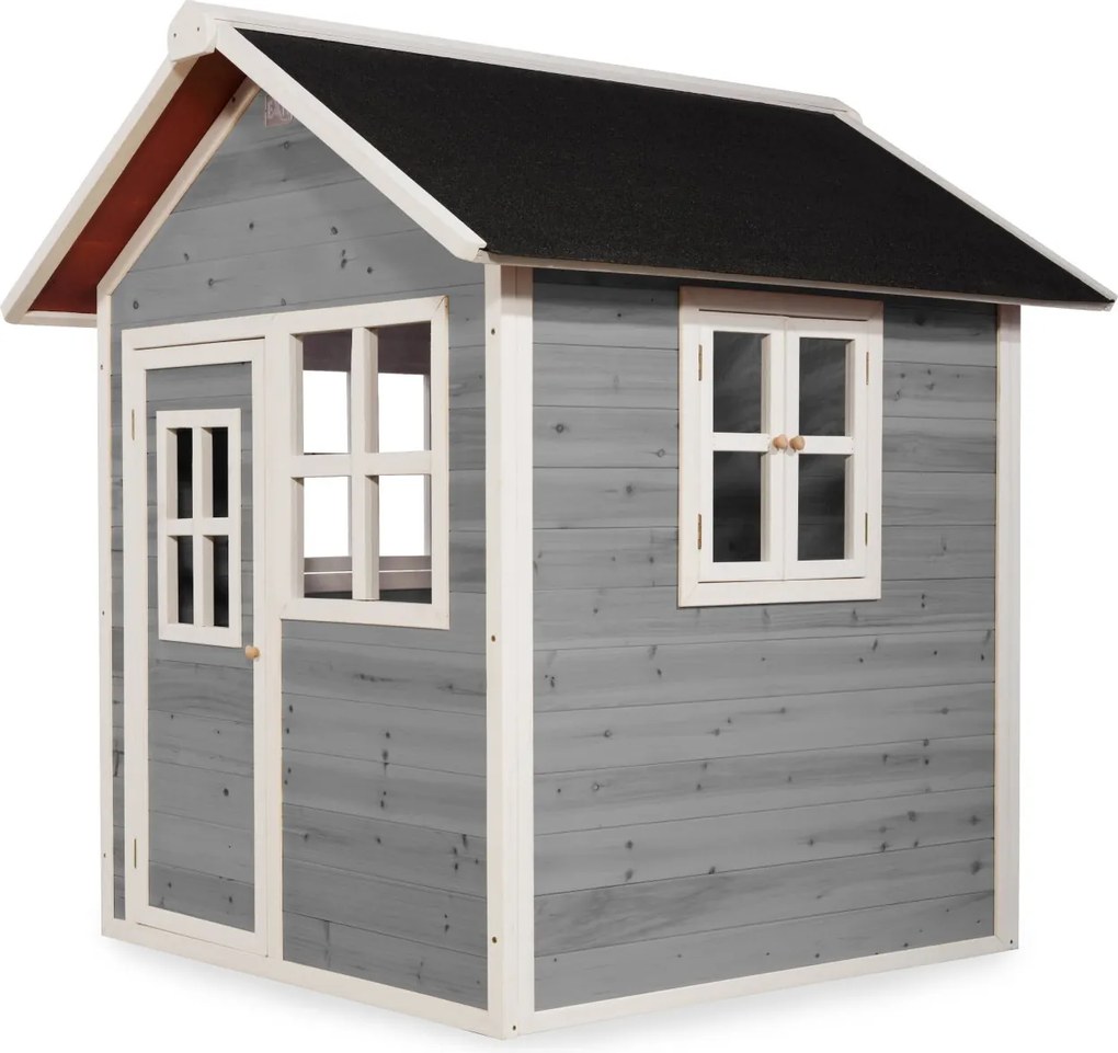 Casa de brincar infantil exterior para crianças Loft 100 em madeira - Cinzenta