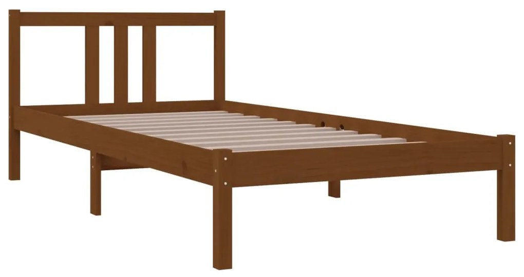 Estrutura de cama 90x200 cm madeira maciça castanho mel