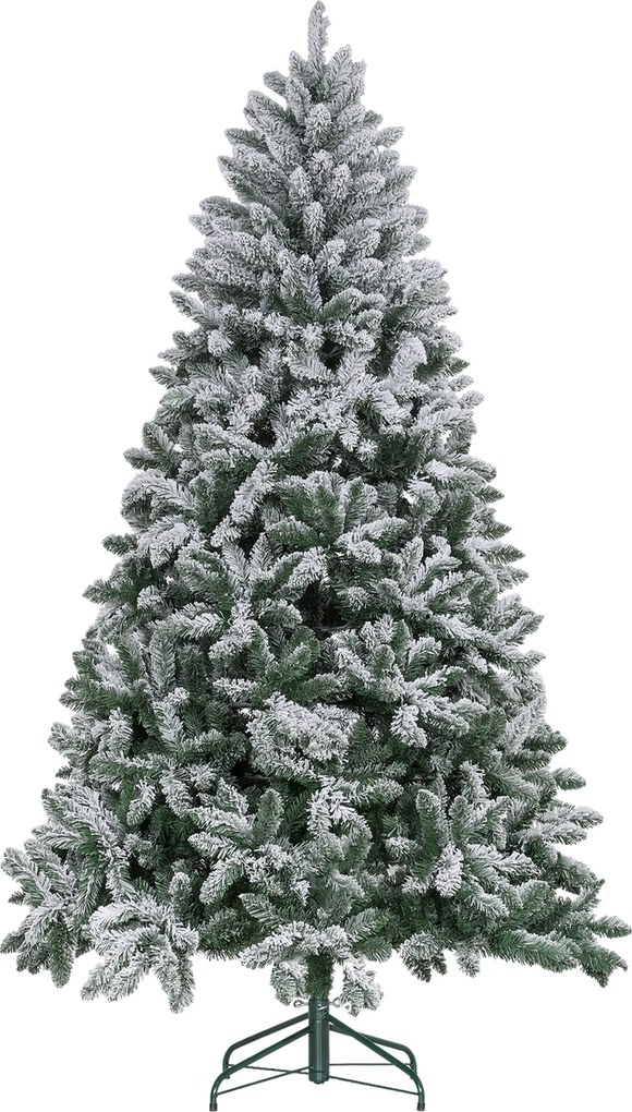 HOMCOM Árvore de Natal Artificial Nevado 210cm com 1021 Ramos e Suporte de Metal Árvore Natalina Nevado para Interior Verde | Aosom Portugal