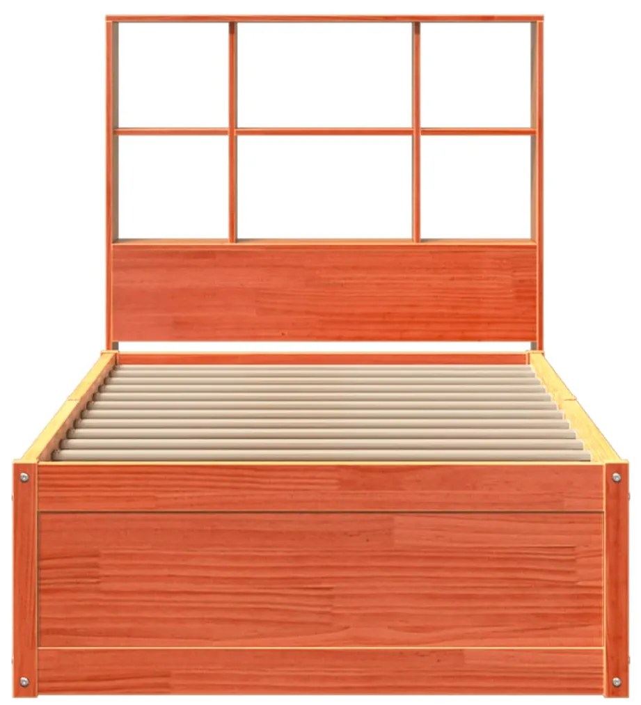 Cama sem colchão 100x200 cm pinho maciço castanho-mel