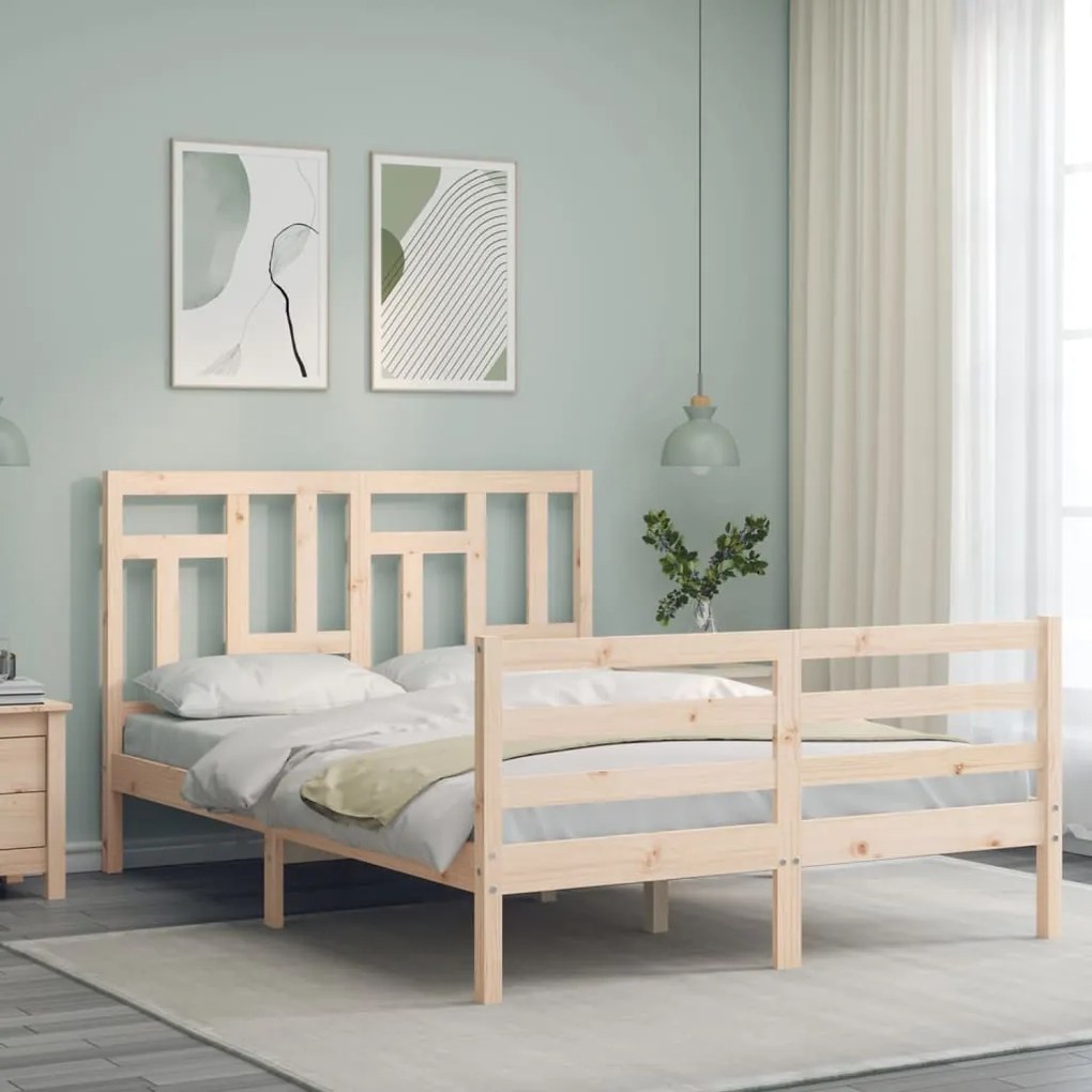 Estrutura de cama com cabeceira 140x190 cm madeira maciça