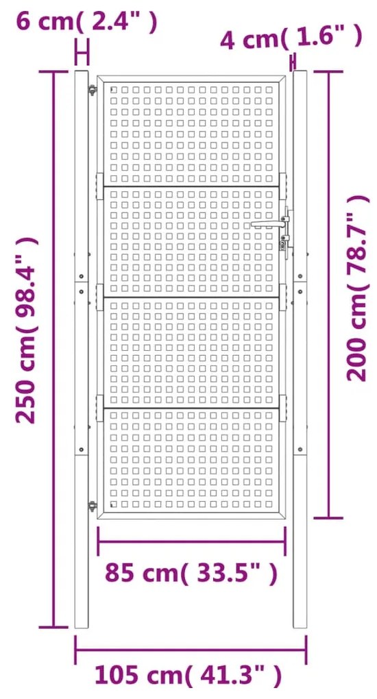 Portão de jardim 105x250 cm aço antracite