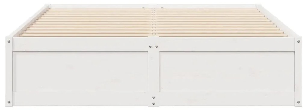 Cama sem colchão 160x200 cm madeira de pinho maciça branco