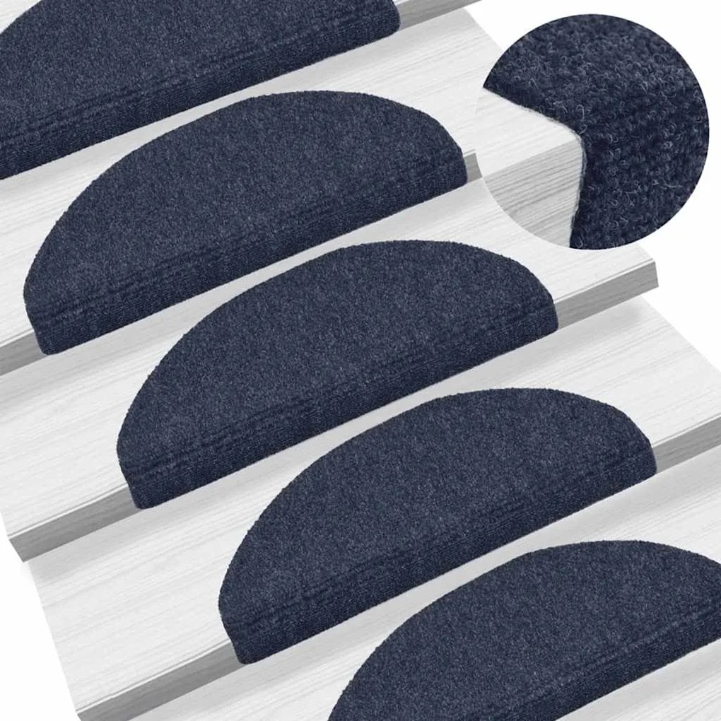 Tapetes de escada autoadesivos 30 pcs 65x21x4 cm azul