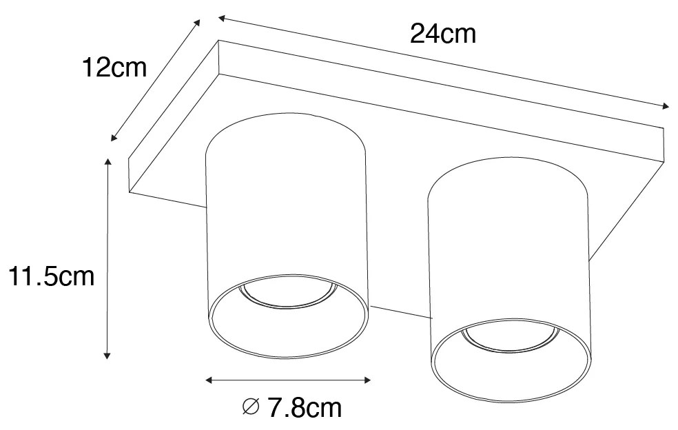 Candeeiro de teto moderno branco 2 luzes - Tubo Moderno