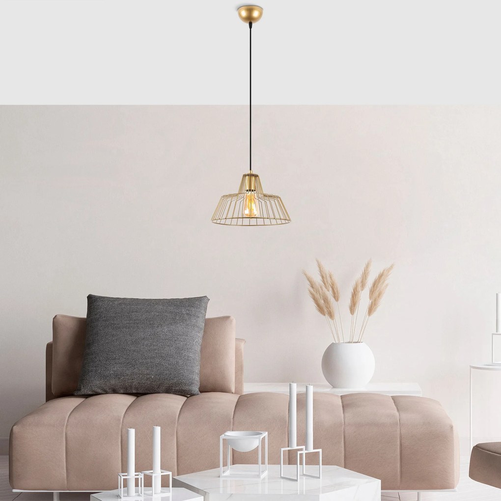 Chandelier Hakcu – Dourado Brilhante – 30 x 30 x 116 cm