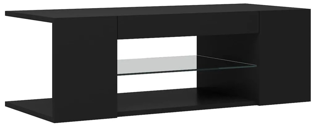 Móvel de TV com luzes LED 90x39x30 cm preto