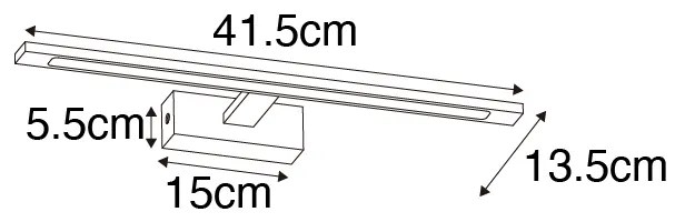 Candeeiro de parede preto 41,5 cm com LED IP44 - Jerre Moderno