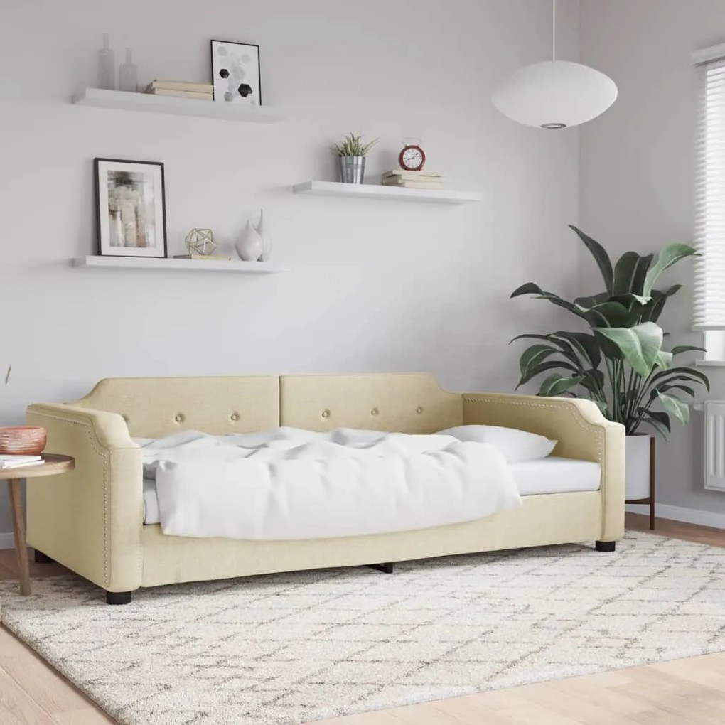 Sofá-cama 80x200 cm tecido cor creme