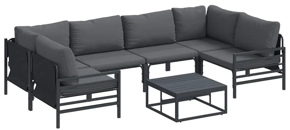 Conjunto de Sofá de Jardim 7 pcs Antracite Aço
