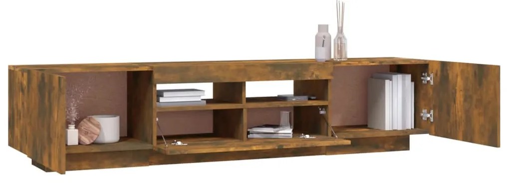 Conjunto móveis de TV 2pcs c/ LEDs madeira carvalho fumado