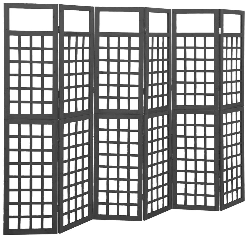 vidaXL Biombo/treliça 6 painéis abeto maciço 242,5x180 cm preto