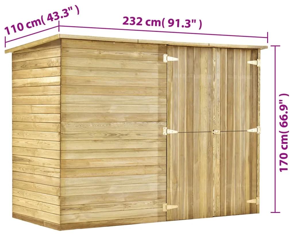 Casa/abrigo 232x110x170 cm madeira de pinheiro impregnada