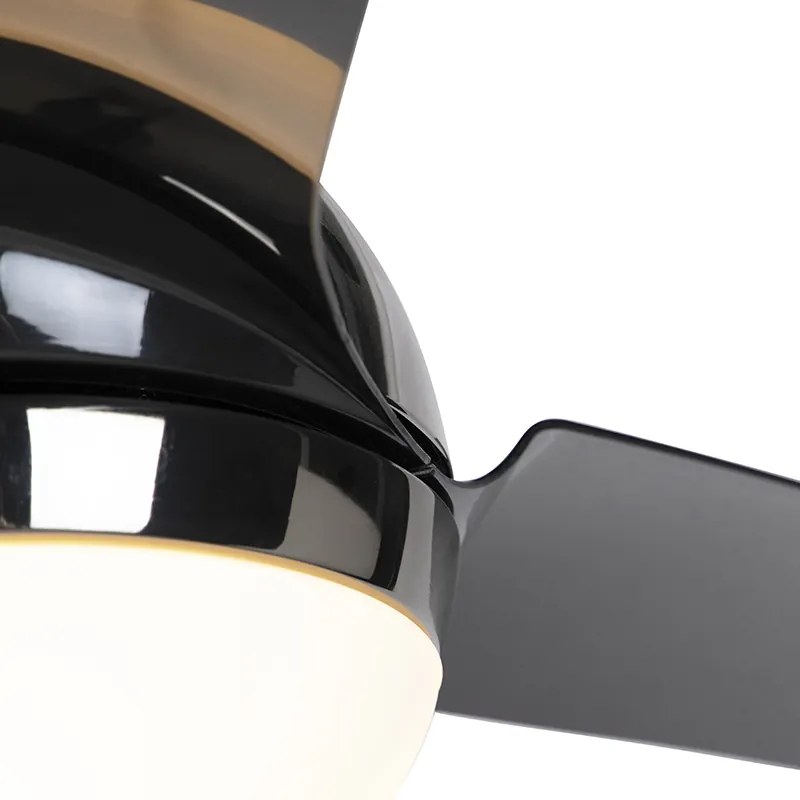Ventilador de teto preto cromado com controle remoto - Bora 52 Moderno