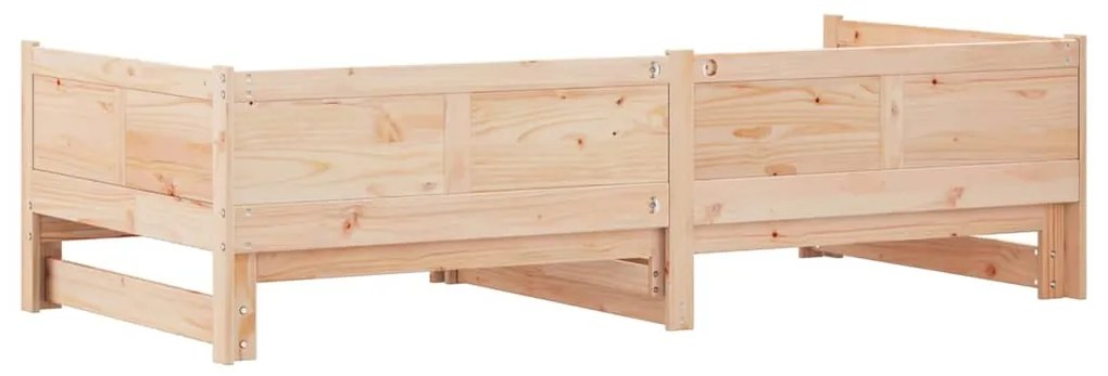 Cama de Dia Extensível 90x200 cm de Madeira Maciça de Pinho