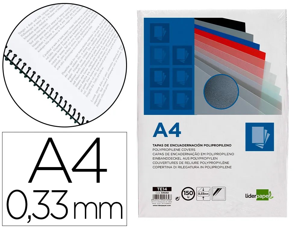 Capa de Encadernação Polipropileno Din A4 0.33 mm Transparente Pack de 150 Unidades