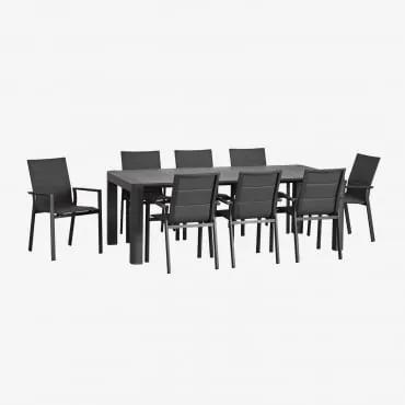 Conjunto de mesa retangular Arnadine (220x100 cm) e 8 cadeiras de - Sklum
