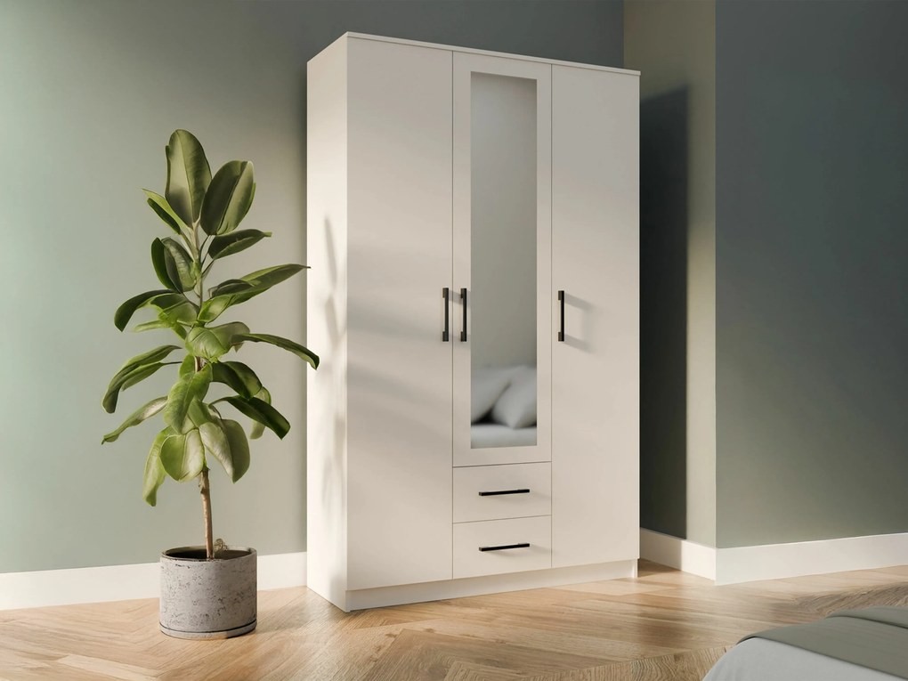 Roupeiro Mandeville 116, Branco, 205x120x52cm, 106 kg, Portas para roupeiro: Com dobradiças