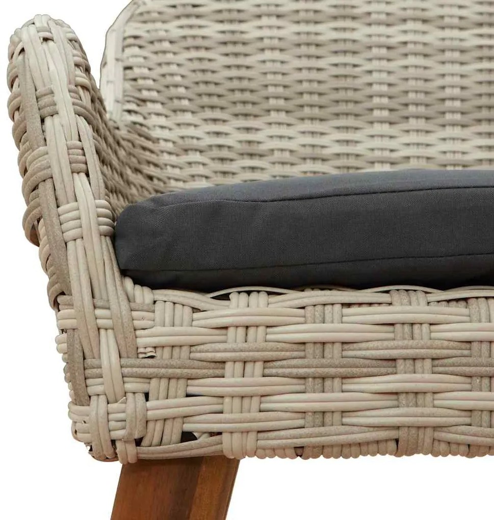 Conjunto de sala de jantar 7 pcs Cinza claro e preto Largo