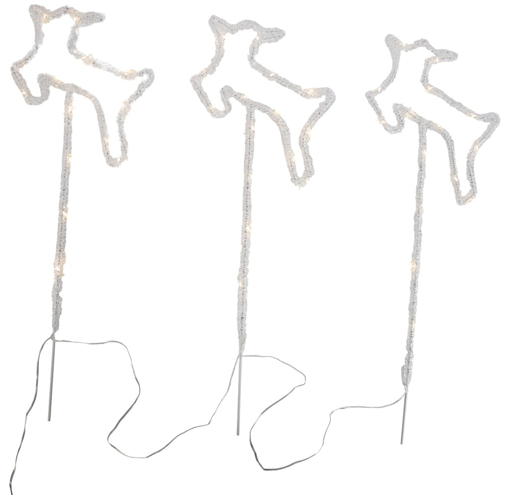 Conjunto de 3 projetores de Natal Veado branco Incl. LED com temporizador IP44 - Shika