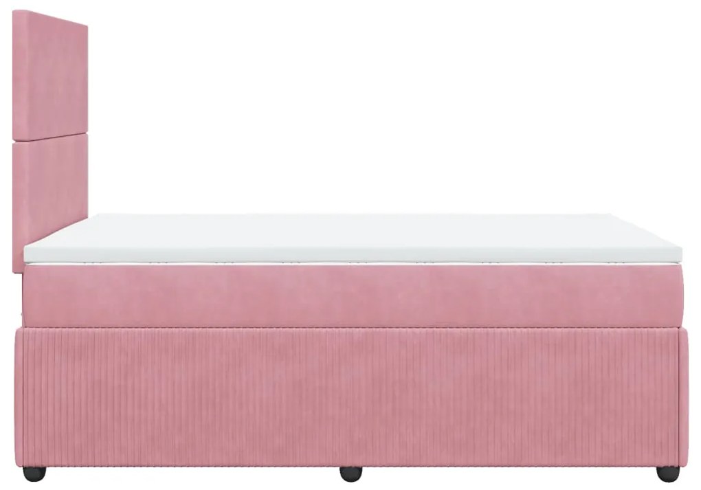 Cama boxspring com colchão 120x200 cm veludo rosa