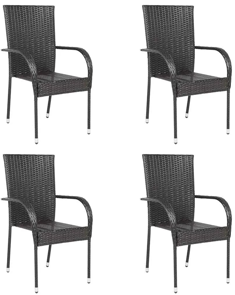 Cadeiras de exterior empilháveis 4 pcs vime PE castanho