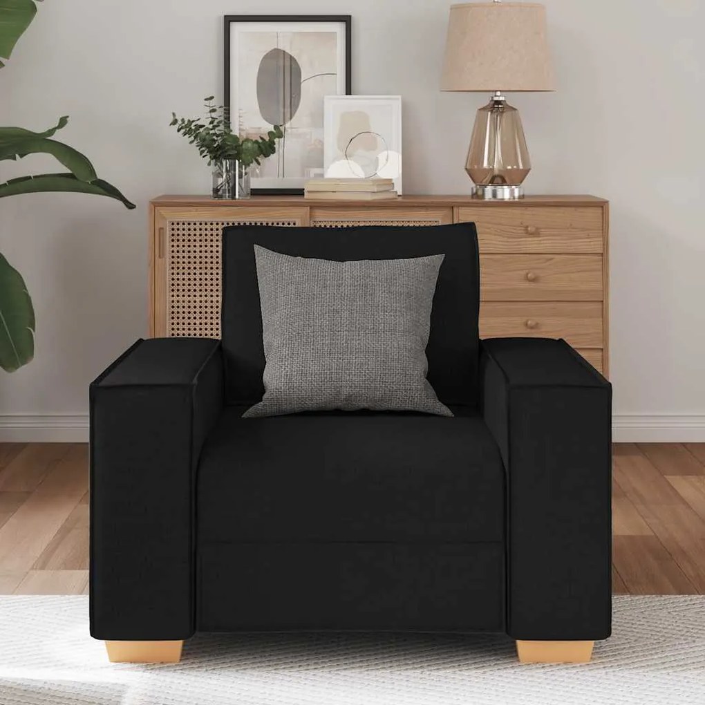Sofá-cadeira Preto 60 cm Tecido