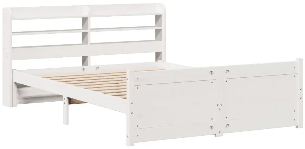 Estrutura de cama c/ cabeceira 150x200 cm pinho maciço branco