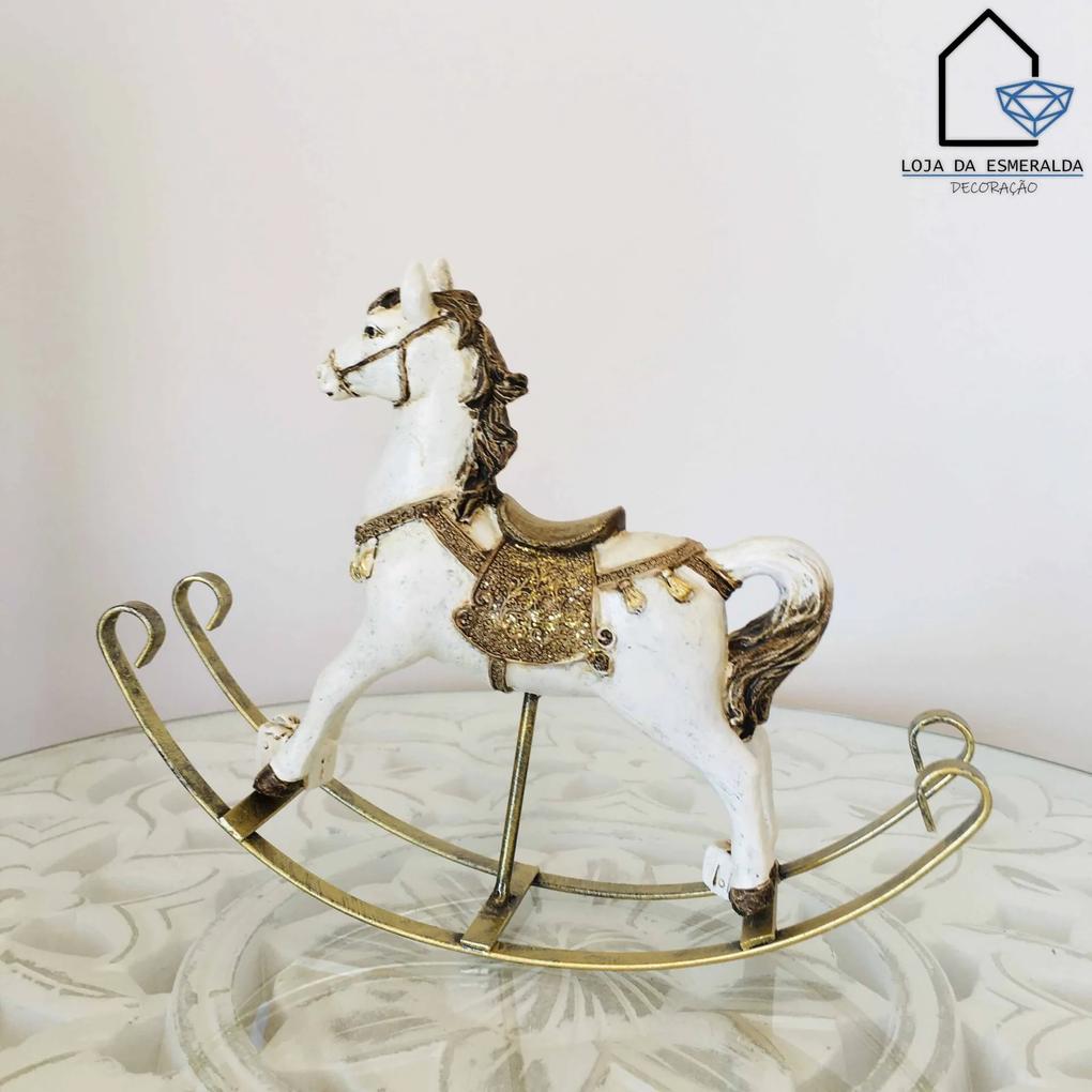 Cavalo Decorativo | Branco&amp;Dourado | 22.5x5x17.5CM