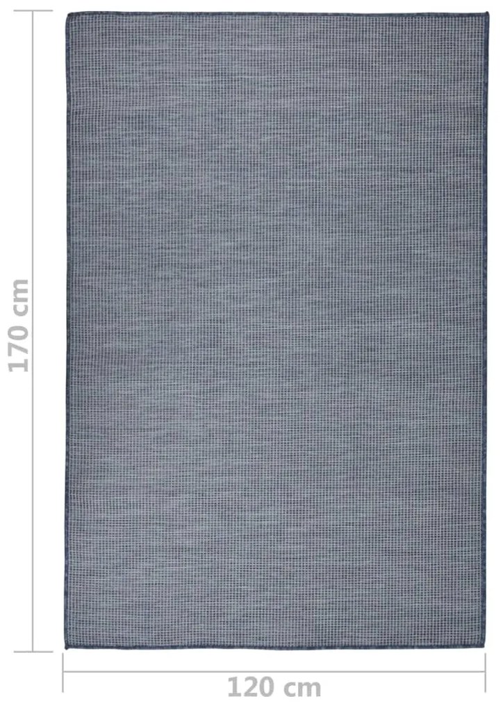 Tapete de tecido plano para exterior 120x170 cm azul