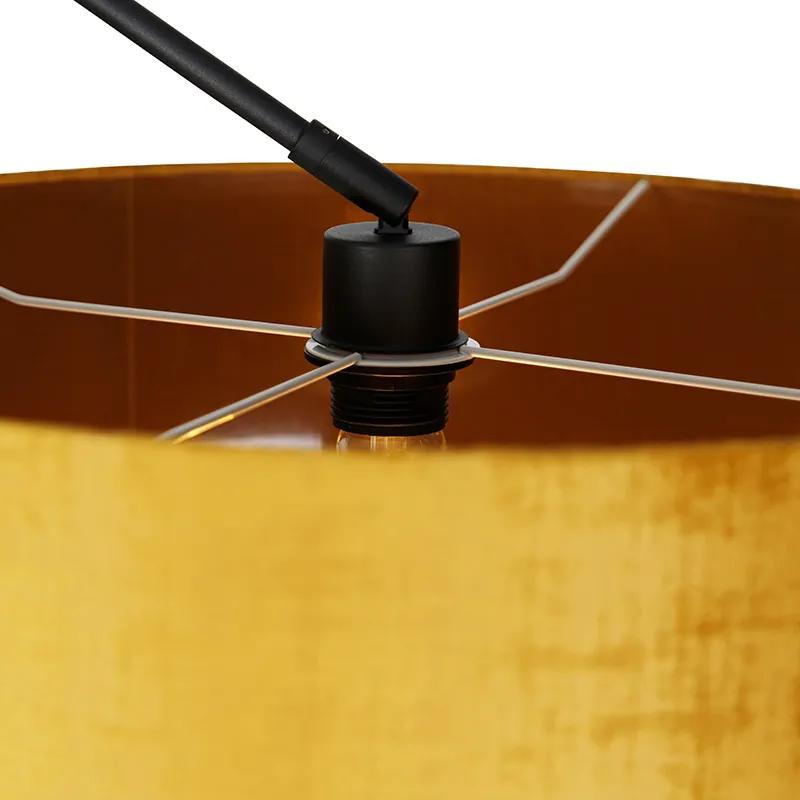 Abajur moderno de linho preto tom amarelo 50 cm - Editor Moderno